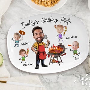Personalized Face Grilling Platter, Custom Daddy's Grilling Plate with Kids' Names, Father's Day Gift from Grandkids, Funny Gift for Dad image 9