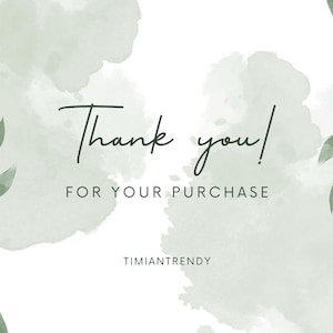 Könnte beinhalten: Vielen Dank! für Ihren Kauf. Grüner Aquarellhintergrund mit belaubten Zweigen.  Timiantrendy.