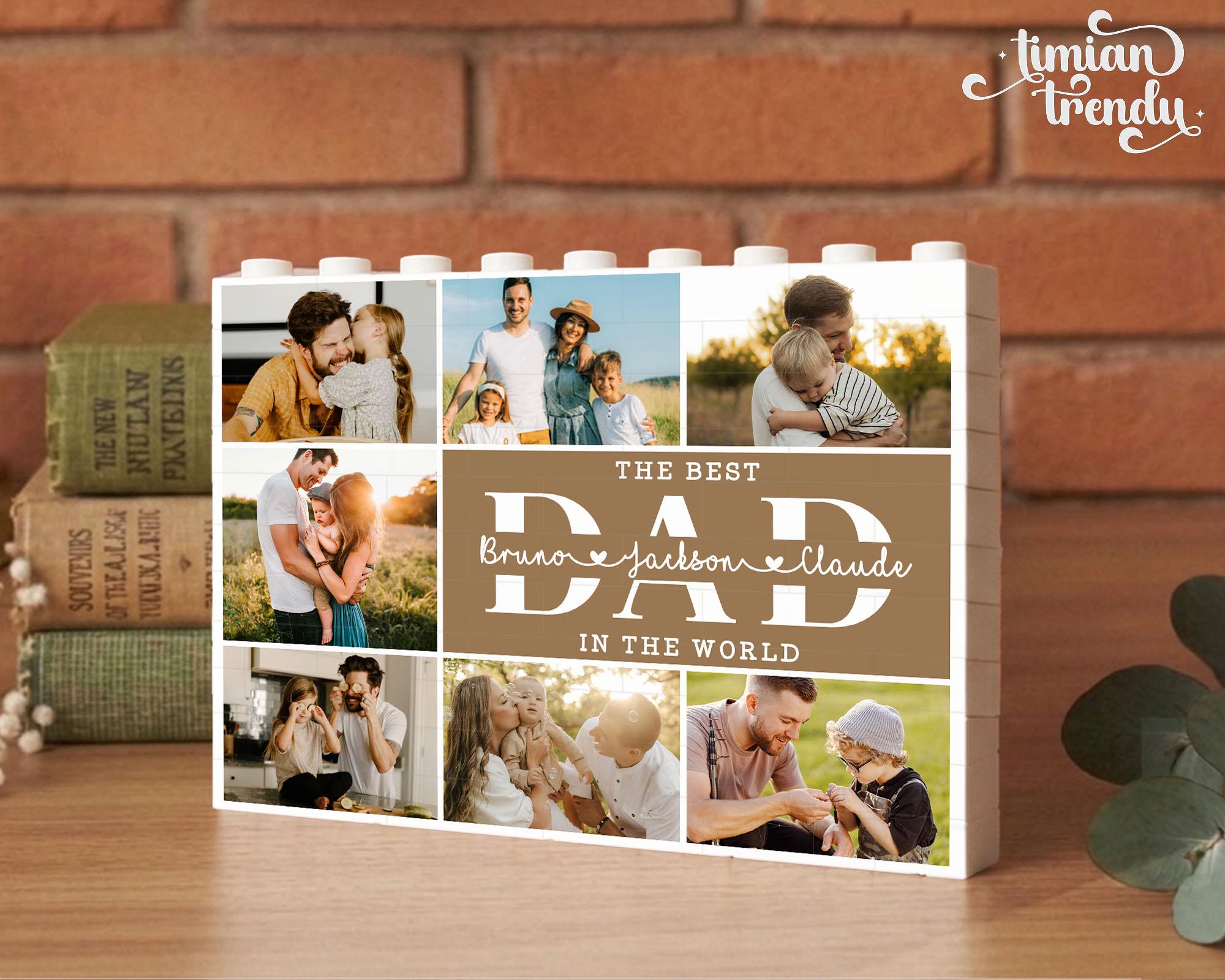 Custom Photo Collage Dad and Kids Building Blocks, Fathers Day Picture ...