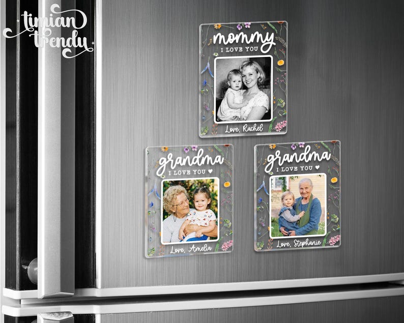 Personalized Family Photo Fridge Magnet, Custom Photo Acrylic Magnet, Mom Gift, Grandma Gift from Grandkids, Mothers Day Gifts for Mom image 9
