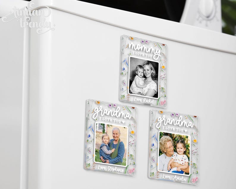 Personalized Family Photo Fridge Magnet, Custom Photo Acrylic Magnet, Mom Gift, Grandma Gift from Grandkids, Mothers Day Gifts for Mom image 4