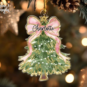 Adorno navideño con lazo para árbol de Navidad, regalo de Navidad para la mejor amiga, adorno navideño con lazo coqueto, adorno navideño 2026, regalo para el árbol de Navidad