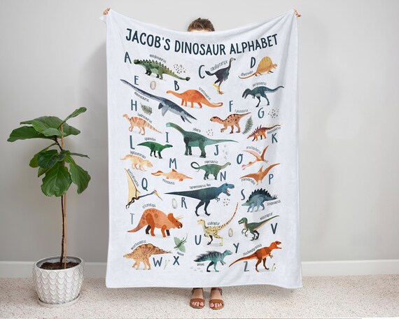 Personalized Kids Dinosaur Alphabet Blanket Baby Boy Personalized Dinosaur Custom Baby Name Blanket Dinosaur Gift for Baby and Toddlers Etsy