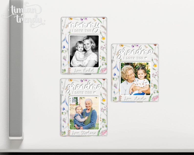 Personalized Family Photo Fridge Magnet, Custom Photo Acrylic Magnet, Mom Gift, Grandma Gift from Grandkids, Mothers Day Gifts for Mom image 3
