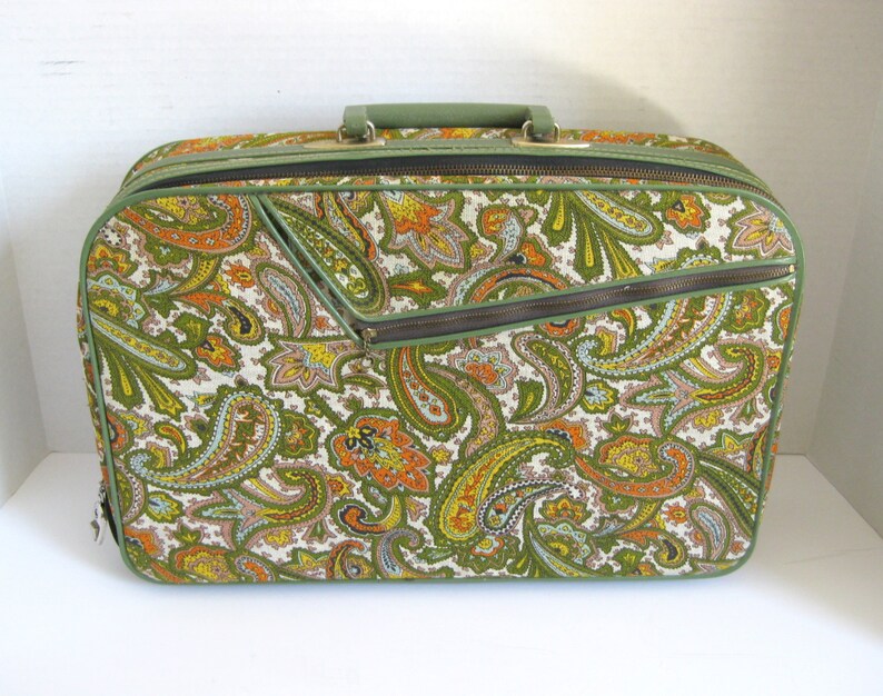 Vintage Retro Over Night Bag Travel Bag Luggage Paisley Print Etsy