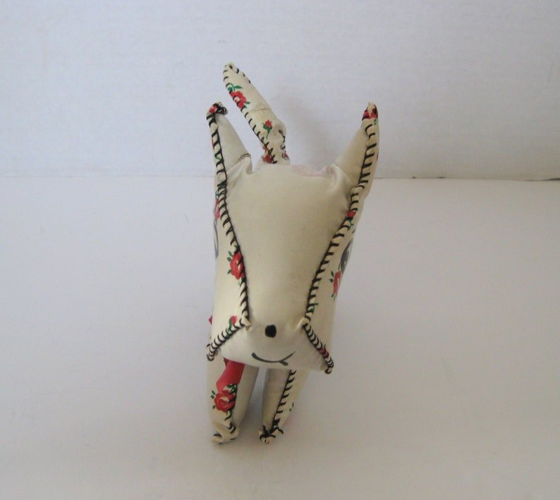 Mid Century Stuffed Vinyl Leatherette Style Hand Stitched Scottie Dog Toy