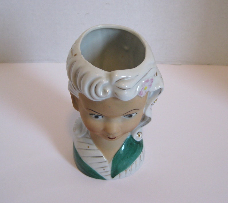 Vintage Porcelain Japan Head Vase Woman With Gold Trim Etsy