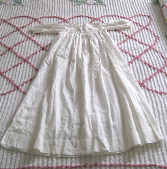 Vintage Off White Cotton Christening Baptism Gown