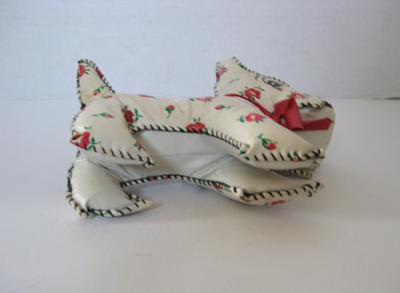 Mid Century Stuffed Vinyl Leatherette Style Hand Stitched Scottie Dog Toy