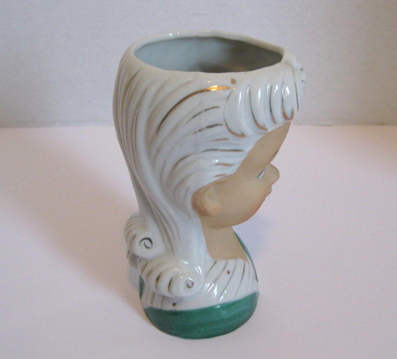 Vintage Porcelain Japan Head Vase Woman With Gold Trim Etsy