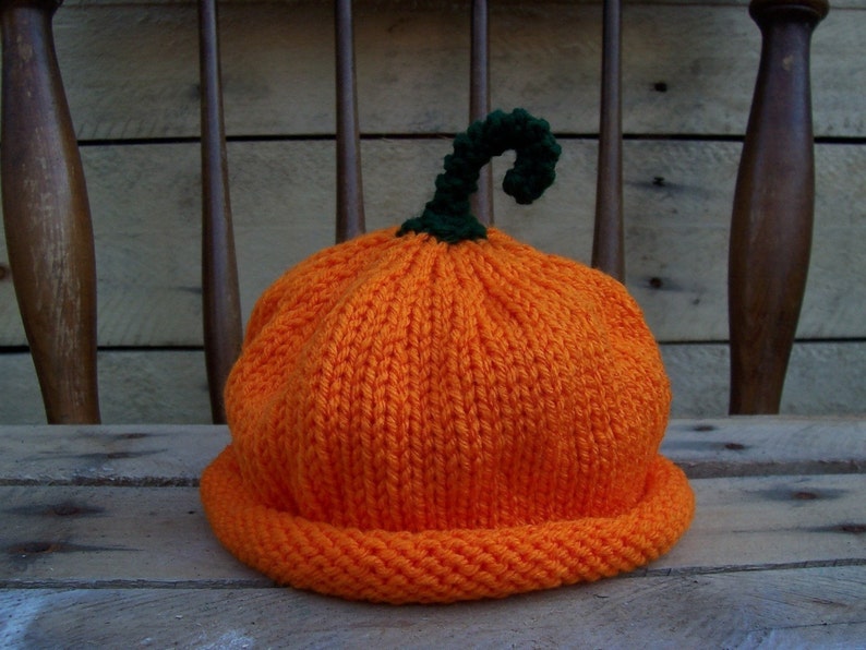 Pumpkin hat Adult/teen size Photo Prop Halloween punkin hat orange fall green stem pumkin autumn nature harvest vegan unisex image 1