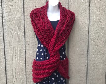 The Squoosh ~ loop scarf/ infinity scarf  Cranberry