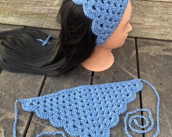 Cotton Bandana in Denim Bandanna blue Jean boho hippie