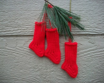 Christmas Stocking Ornament set of 3  Mini stockings