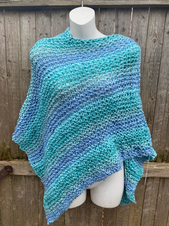 Asymmetrical Poncho in Waterfall  wedding fashion slow fashion
