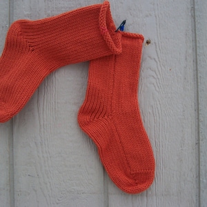 HandKnit Socks 1 pair You Pick the Size knit in lovely Heirloom Pumpkin color Fabulous Funky Footwear Socks image 1