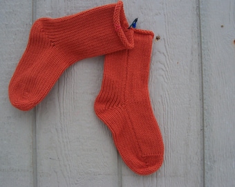 HandKnit Socks 1 pair You Pick the Size knit in lovely Heirloom Pumpkin color Fabulous Funky Footwear Socks