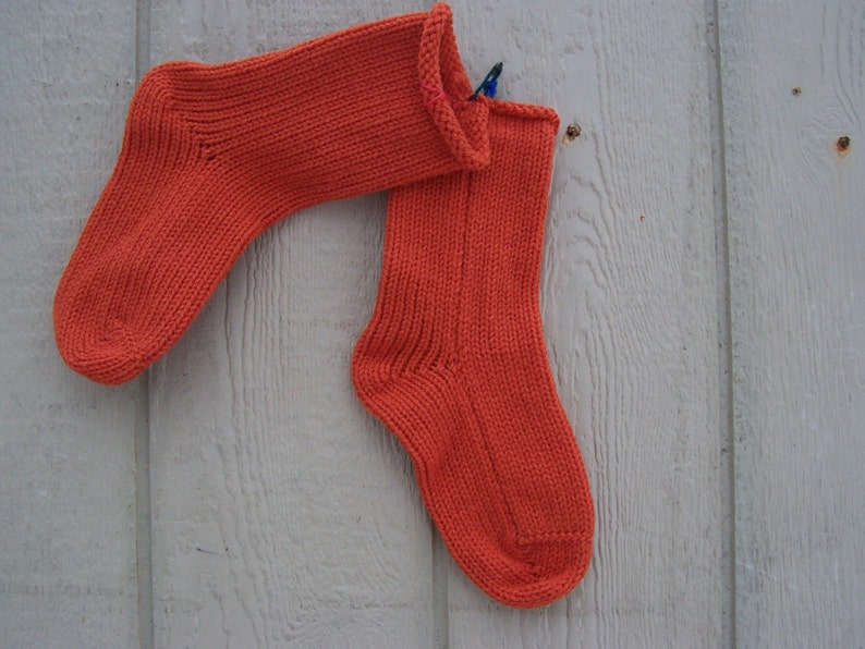 HandKnit Socks 1 pair You Pick the Size knit in lovely Heirloom Pumpkin color Fabulous Funky Footwear Socks image 1