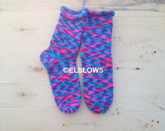 Handknit Socks in Cotton Candy fits US adult sizes you pick the size Fabulous Funky Footwear