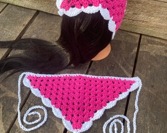 Cotton Bandana in HOT Pink  Bandanna boho hippie