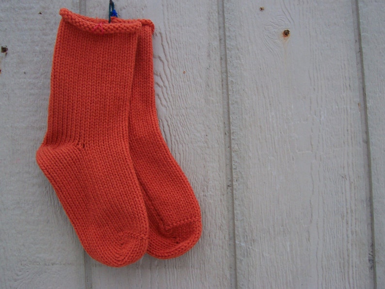 HandKnit Socks 1 pair You Pick the Size knit in lovely Heirloom Pumpkin color Fabulous Funky Footwear Socks image 2