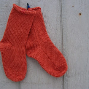 HandKnit Socks 1 pair You Pick the Size knit in lovely Heirloom Pumpkin color Fabulous Funky Footwear Socks image 4