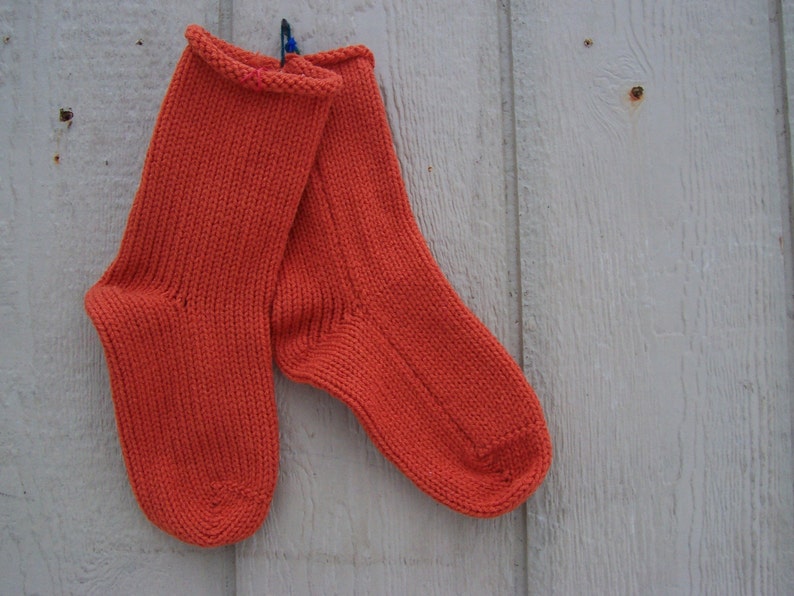 HandKnit Socks 1 pair You Pick the Size knit in lovely Heirloom Pumpkin color Fabulous Funky Footwear Socks image 4