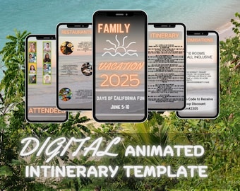 Digital intinerary templates, vacations planning, editable digital templates, digital intinerary, organize family vacation, editable planner