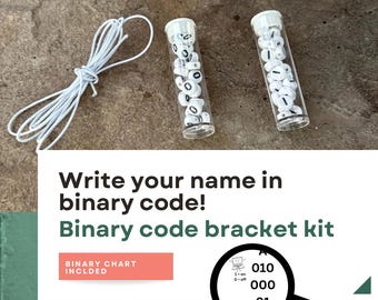 binary code bracelet kit. learn coding with beads. STEM activity with printable chart. secret message bracelet kit. coding jewelry kit.
