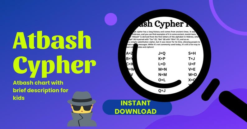 Atbash Cypher, Atbash Key, Atbash Code, Spy Games for Kids, Secret Codes, Homeschool Games, Mind Games Kids, image 1