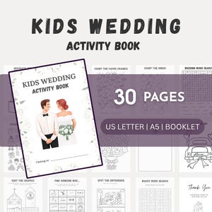 Kids Wedding Activity Pack, Wedding Activity Books, Wedding Coloring Book, Kids Reception Table Activities, Children&#39;s Wedding Activity Book