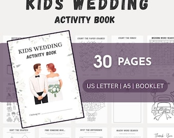 Kids Wedding Activity Pack, Wedding Activity Books, Wedding Coloring Book, Kids Reception Table Activities, Children's Wedding Activity Book