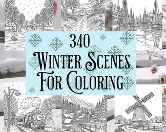 Chill Out with 340 Winter Coloring Pages | Relaxing Adult Coloring | Instant Printable Pack