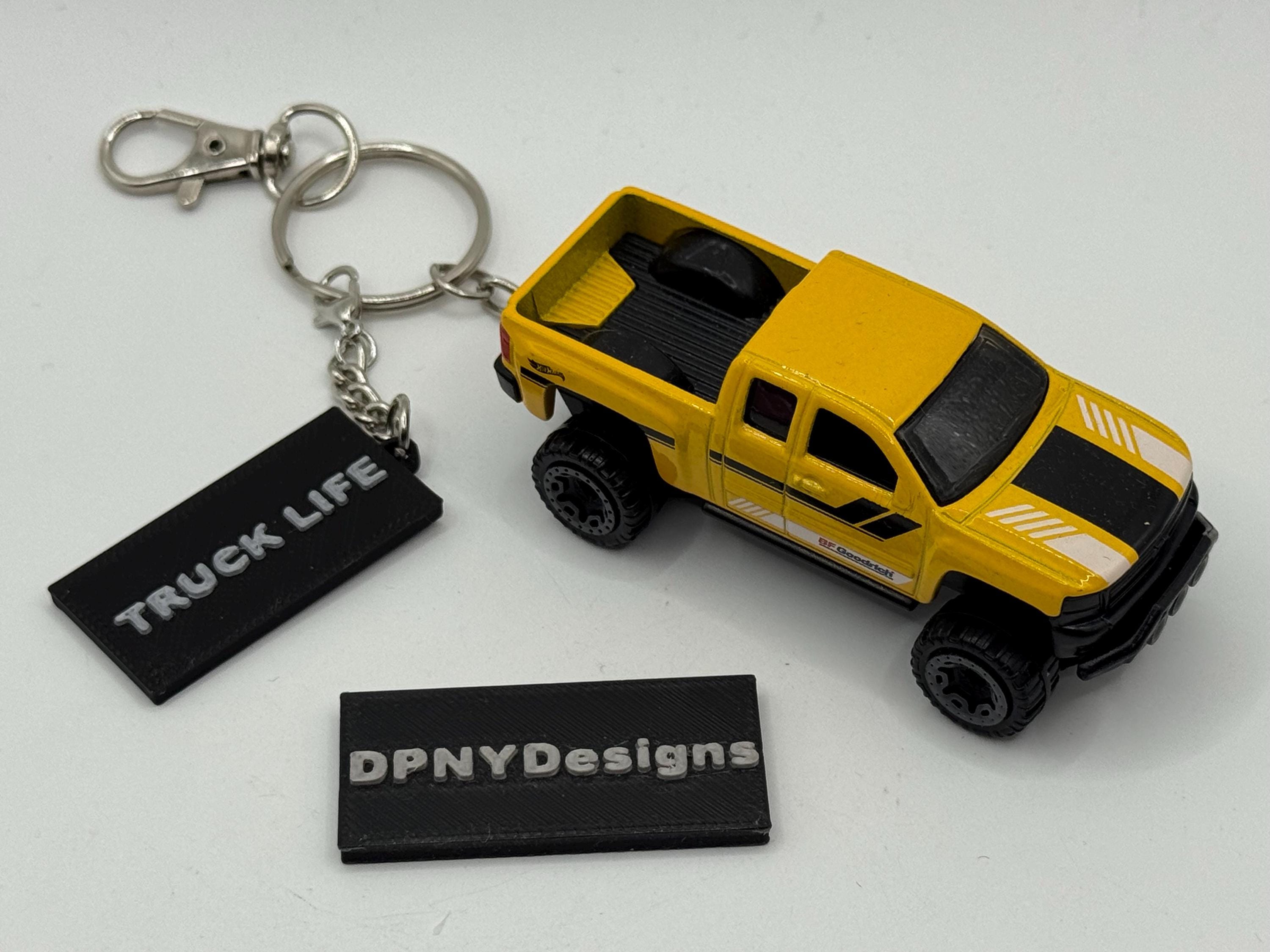 Custom Chevy Silverado (yellow/black/white) Diecast Keychain | Truck ...
