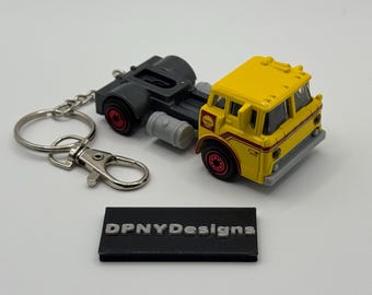Custom Diecast Semi Truck Keychain | Shell Inspired Cabover Truck Gift | Collectible Keychain for Car Lovers