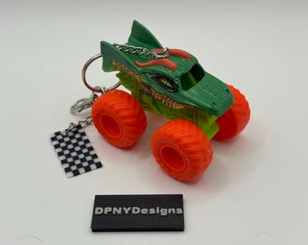 Custom Monster Truck Dragon Mini Keychain - Diecast Collectible Monster Truck Style Toy Key Ring -  Gift for Fans & Collectors
