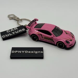Portachiavi pressofuso personalizzato Porsche 911 GT3 RS / Portachiavi auto pressofuso personalizzato con etichetta Car Culture / Regalo auto sportiva retrò