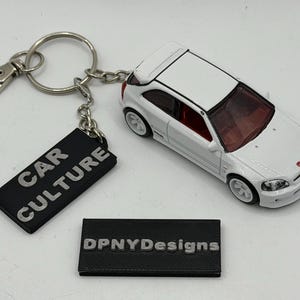Honda Civic Type R (EK9) 99 personalizado (blanco) / Coche fundido a presión JDM Tuner con etiqueta "Car Culture" / Hot Wheels modificado, regalo para entusiastas de los coches