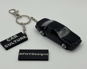 Llavero personalizado de coche fundido a presión Chevy Impala SS 96 (negro) / Etiqueta "Cultura del Automóvil" / Regalo perfecto para entusiastas de los autos