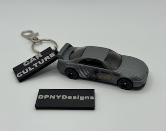 Custom Nissan Skyline GT-R R33 “Godzilla” Metallic Gray Diecast Keychain | Custom Diecast JDM Car Keyring with Car Culture Tag