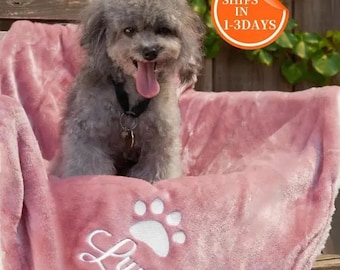 Personalized Blanket for Dog, Dog Blanket, Plush Dog Blanket, Embroidered Blanket Dog Name Blanket, Gift for Dog Lover, Puppy Name Blanket