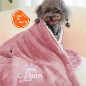 Custom New Puppy Name Blanket, Embroidered Blanket With Pet Names, Dog Fleece Blanket, Pet Pattern Blanket, Custom Pet Gifts, Pet Lover Gift