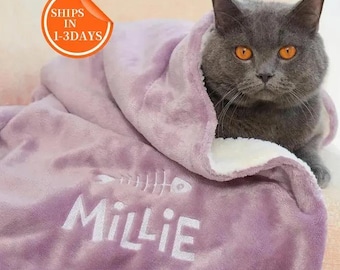 Custom Pet Name Blanket, Soft Dog Blanket, Embroidered Pet Name Blanket, Blanket Name Gift For Pet, Birthday Gift Pet, Pet Memorial Gift