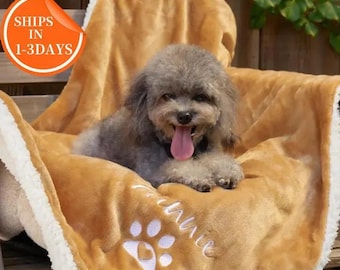 Custom Name Blanket For Pet, Personalized Dog Blanket With Name, Dog Memorial Blanket, Warm Dog Blanket, Dog Birthday Gift, Pet Gift Blanket
