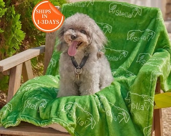 Custom Dog Blanket with Name, Personalized Flannel Pet Blanket