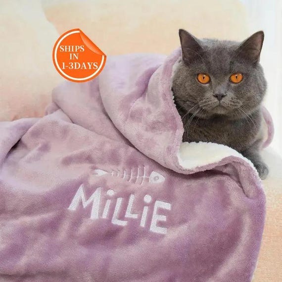 Custom Pet Name Blanket, Soft Dog Blanket, Embroidered Pet Name Blanket, Blanket Name Gift For Pet, Birthday Gift Pet, Pet Memorial Gift