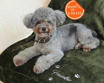 Custom PetDog/Cat Blanket With Name, Pertsonliased Pet Paw Print Blanket, Paw Print Dog Blanket, Unique Pet Gift,Christmas Gift For Pet