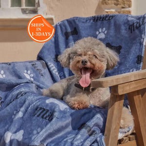 Aangepaste hondendeken met naam, zachte naam hondendeken, deken met pootafdruk voor huisdieren, pluche hondendeken, welkomstcadeau kerstcadeau hond