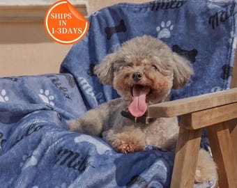 Custom Pet Blanket with Name, Plush Flannel Dog Blanket