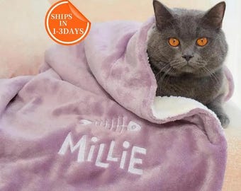 Custom Pet Name Blanket, Soft Dog Blanket, Embroidered Pet Name Blanket, Blanket Name Gift For Pet, Birthday Gift Pet, Pet Memorial Gift